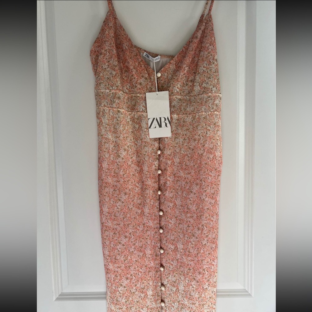 Zara Pink Floral Midi Dress